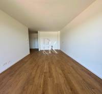 Spacious room in a 2-room apartment with wooden flooring and white walls.