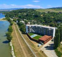 Aerial view of a 3-room apartment by the river in the town of Banka.