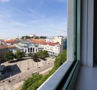 View from offices in Bratislava - Old Town, SNP Square, with historical buildings.
