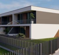 A family house in Piešťany with a modern design and a garden, surrounded by a fence.
