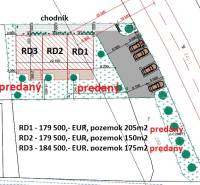 Plan of family houses in Piešťany with marked sold properties.