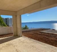 View from the villa in Duće of the sea with an unfinished terrace.