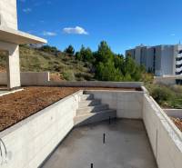 View from the villa in Duće with an unfinished terrace and a sea view.