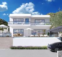 Villa in Duće with a terrace, mountain view, and parked car.