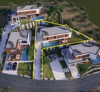Luxury villas with pools in Vodice, surrounded by greenery and modern architecture.
