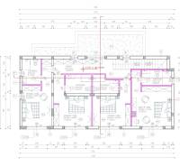 Floor plan of the villa with bedrooms and bathrooms, with total area and rooms detailedly labeled.