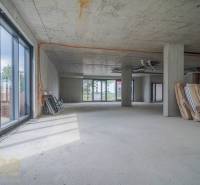 In the photograph, there are commercial spaces with large windows, suitable for furnishing.