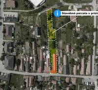 Aerial view of a building plot in Skýcov, designated for residential land.