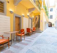 Offices on Michalská Street in Bratislava - Old Town with an inner courtyard and seating area.