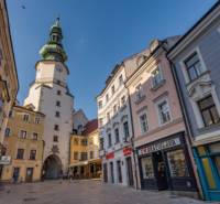 Michalská Street in Bratislava - Old Town with historic buildings and shops, Offices.