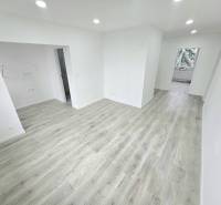 Light floor and white walls in a 3-room apartment with a spacious hallway.