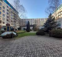 In Bratislava - Nové Mesto on Vajnorská Street with commercial spaces, there are trees and maintained paving.