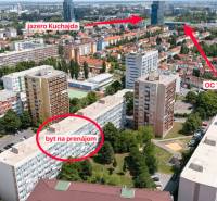 Aerial view of residential buildings in Bratislava on Československých Parašutistov, near Kuchajda.