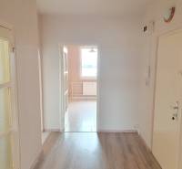 Interior of a 3-room apartment with laminate flooring and glass doors to the kitchen.