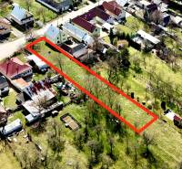 Aerial view of plots under construction of houses in Moravské Lieskové.