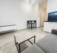 A minimalist living room with furniture in a studio apartment, bright and clean lines.
