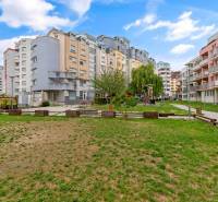 Apartment buildings and a children's playground on Kresánkova Street in Bratislava - Karlova Ves.