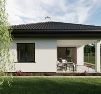 The image shows a family house with a terrace on Pánska Niva street, surrounded by a garden.