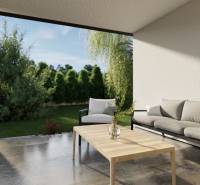 On Pánska Niva Street, in a family house, there is a terrace with a sofa and a table in nature.