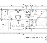 The floor plan of the family house on Pánska Niva shows a living room, kitchen, bedroom, and terrace.
