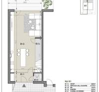 Ground floor layout of a four-room apartment with a terrace and parking in a family house.