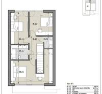 Floor plan of a 4-room apartment with rooms and facilities on the second floor.
