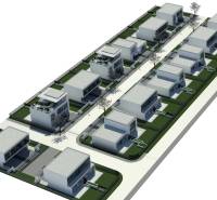 Visualization of family houses on Récka Street in Kráľová pri Senci, with access roads.