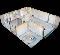 Interior of a family house with wall layout and empty rooms.