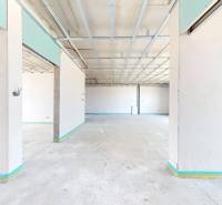 A spacious unfinished interior of a family house with a ceiling structure and white walls.