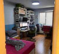 Bright room in a 3-room apartment with a desk and a bed.