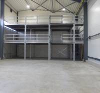 Industrial interior with an iron structure for storage and organization of goods.