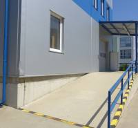 Building with a ramp and blue railing, Bratislava - Nové Mesto, Warehouses and halls.