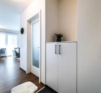 The entrance hall leads to the living room, 2-room apartment, bright interior.
