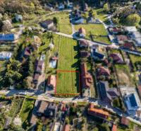 Aerial view of Štúrova Street; plots ready for housing.