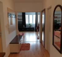 A hallway leading to the living room in a 4-room apartment with wooden flooring and mirrors.