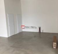 Interior of commercial premises with concrete flooring and doors, ready for rent.