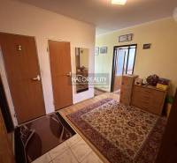 Entrance hallway with carpet in a 3-room apartment, coat rack and wardrobes on the wall.