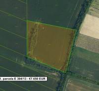 Aerial view of agricultural land around Lučenec, plot number 394/13.