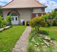 In front of the family house on Nécseyho Street in Nitra, there is a green lawn with a walkway.