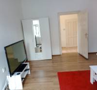 Living room with white furniture and wood-patterned flooring in a family house.