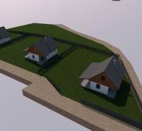 Visualization of recreational plots in Oščadnica with separate houses and the Tri Lipy logo.
