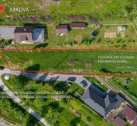 Aerial view of a residential plot in Raková, covering an area of 1234 m².