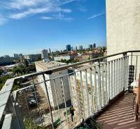 A balcony with a view of the city skyline and greenery in Bratislava - Ružinov on Jégého.
