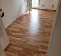 In the 3-room apartment, there is a room with a wooden floor and a radiator.