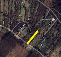 Aerial view of recreational plots in Stupava with the marked location.