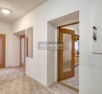 Hallway of a 3-room apartment with wooden doors and a mirror.