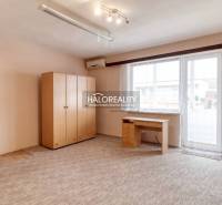 A bright room in a 3-room apartment with wooden furniture and a large window.