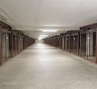 A long corridor with storage units in the Garages on Ondavská, Bratislava - Nivy.
