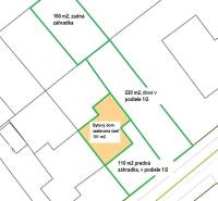 Land map with garden plots and an apartment building on Matice Slovenskej, Veľký Šariš.