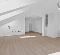 Attic space with wooden flooring on Trnavská cesta, suitable for a 3-room apartment.